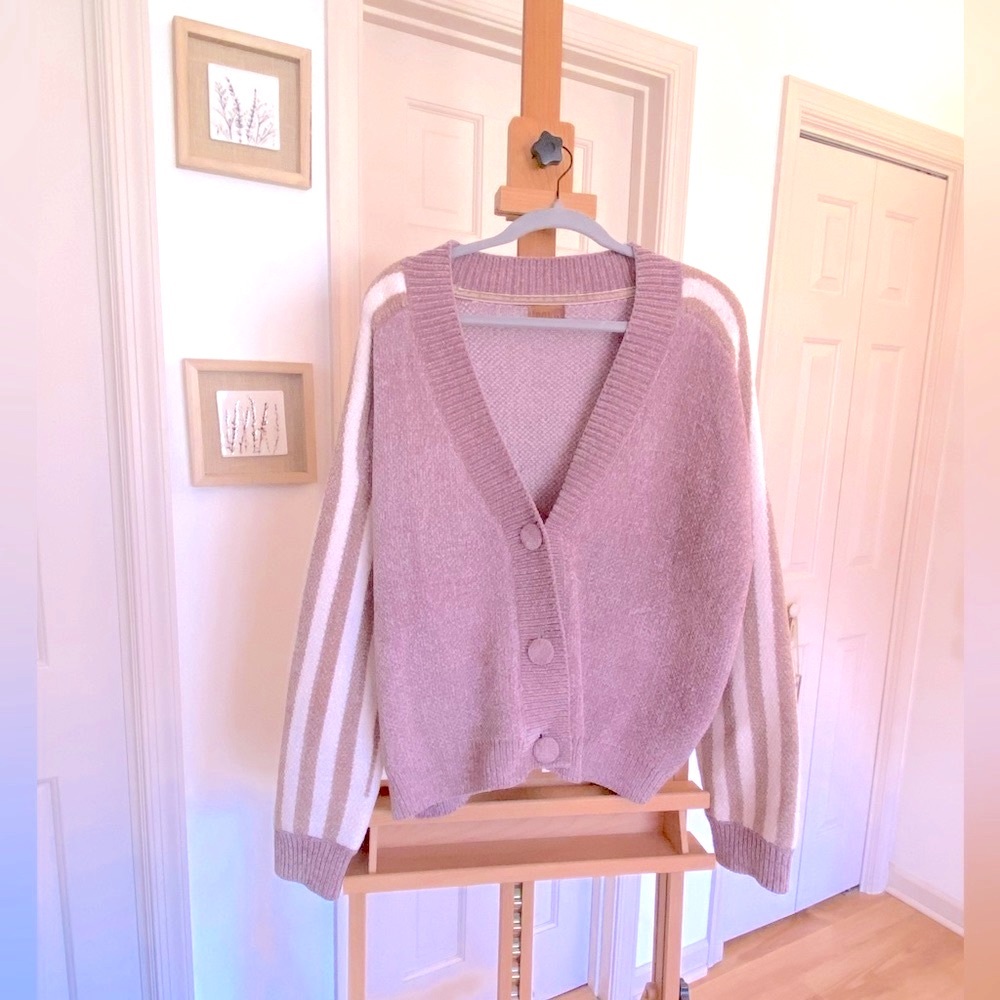 POL Oversized Button Down Chenille Sweater